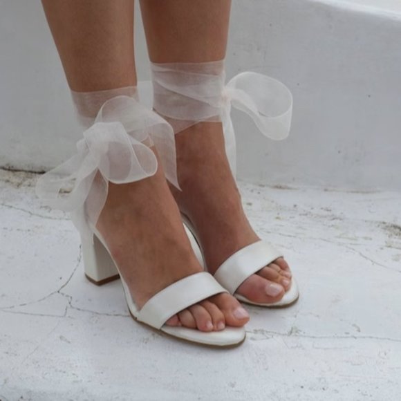 Lovely Bride by Anna bridal sandal shoe organza ribbon Greece sz 40 - Picture 4 of 11
